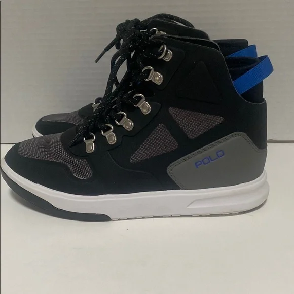 Polo by Ralph Lauren Boys Black/Gray/Blue Boots Size 4 - Picture 1 of 9